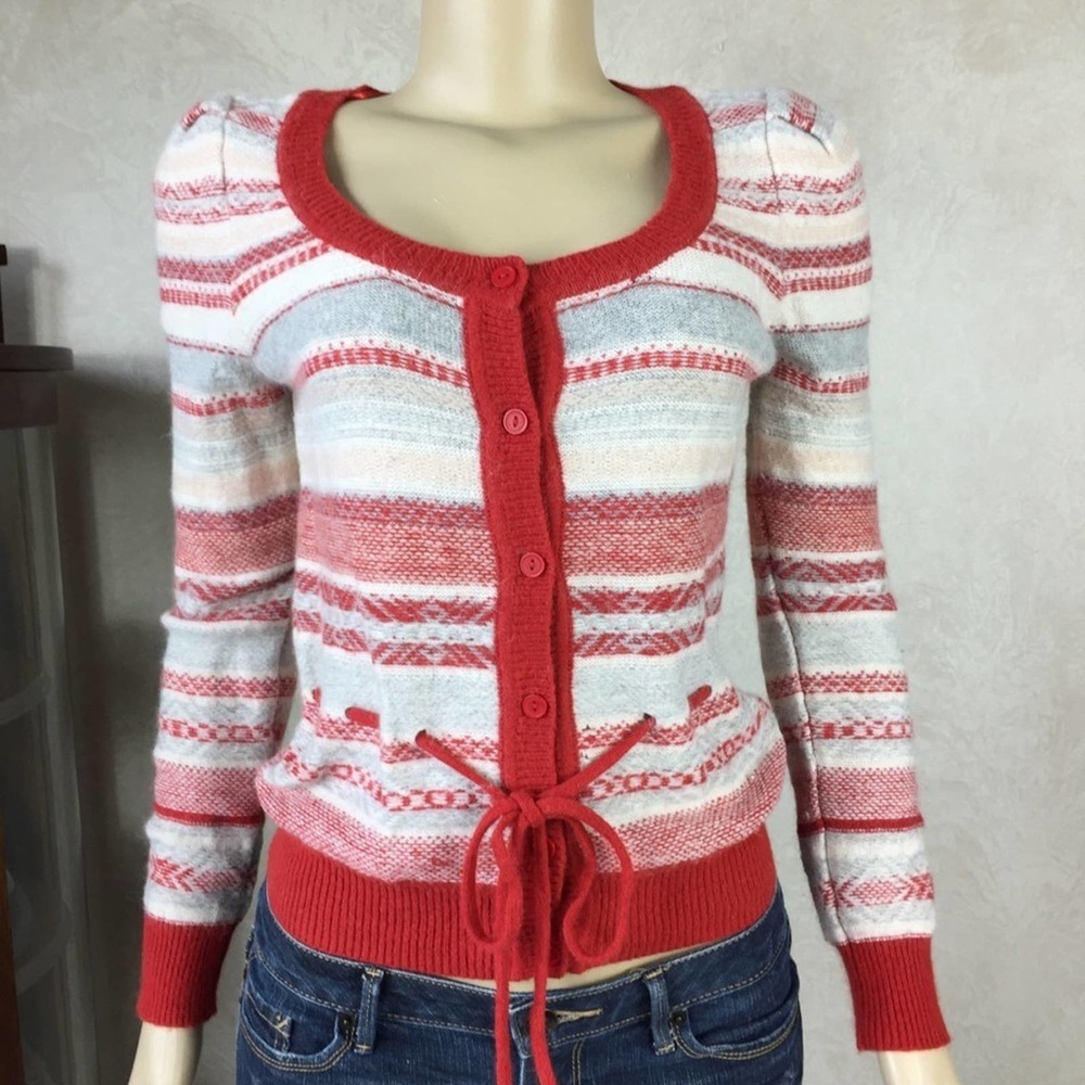 3/$35 H&M Red Striped Angora Sweater